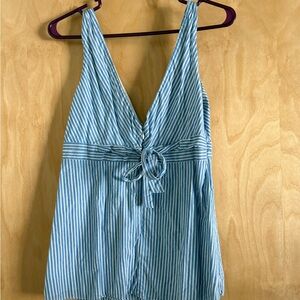 J. Crew Blue Striped Camisole with Tie Front